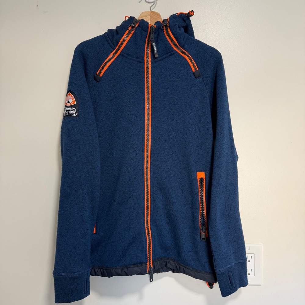 Superdry Storm Sidewinder Ziphood Jacket Mens L Blue Orange Mountain Sport